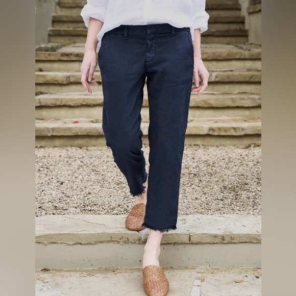 Frank & Eileen Pants - Frank & Eileen sz 2 black cotton linen blend pants zip front back pockets